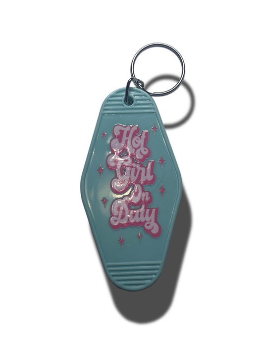 Hot girl on duty keychain